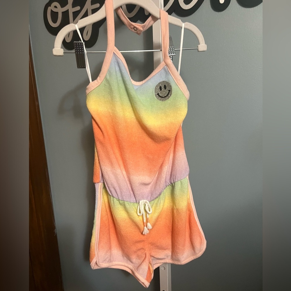 Epic Threads Rainbow Smiley Face Ombre Short Terry Cloth Romper NWT 6X - Picture 2 of 5